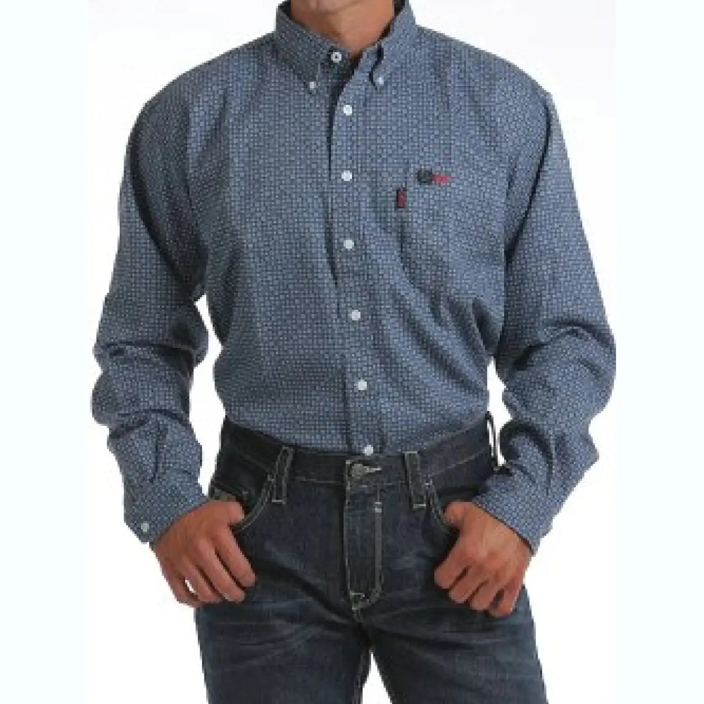 Cinch Men’s Work Geometric Print FR Shirt BLU