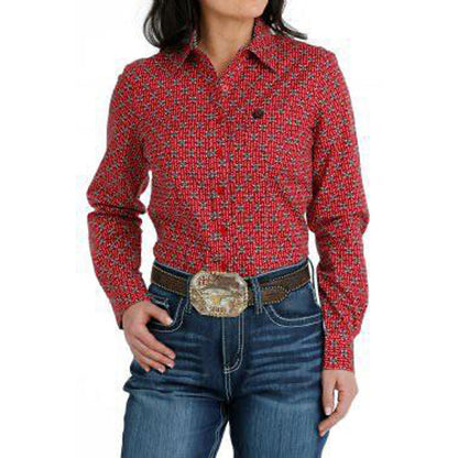 Cinch Women's Long Sleeve Western Shirt In Red MSW9164210