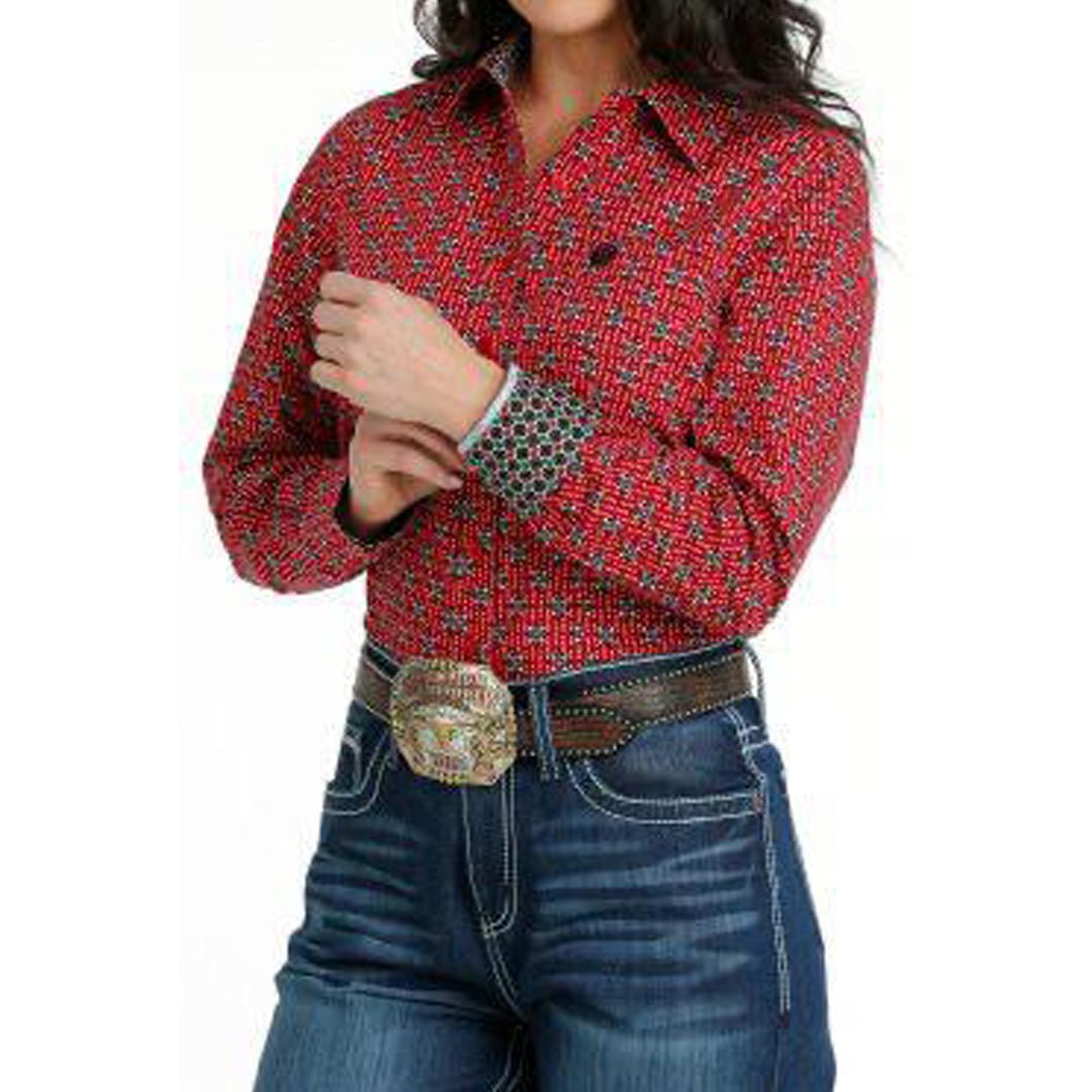 Cinch Women's Long Sleeve Western Shirt In Red MSW9164210