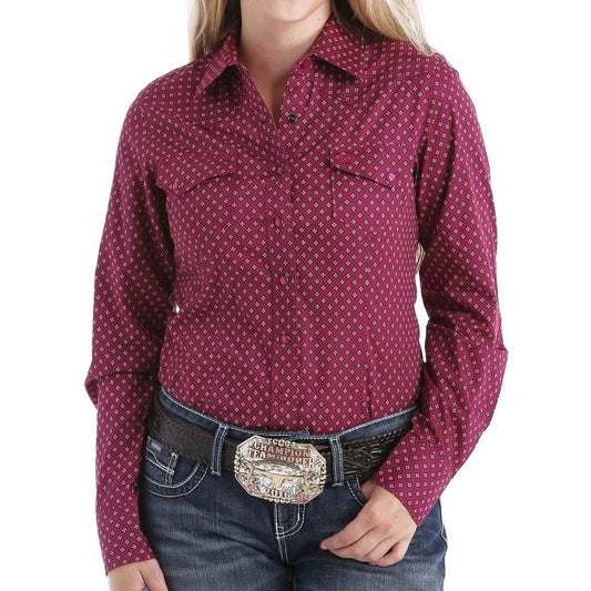 Cinch Women’s Shirt Fuchsia Print Snap Button Up MSW9201004