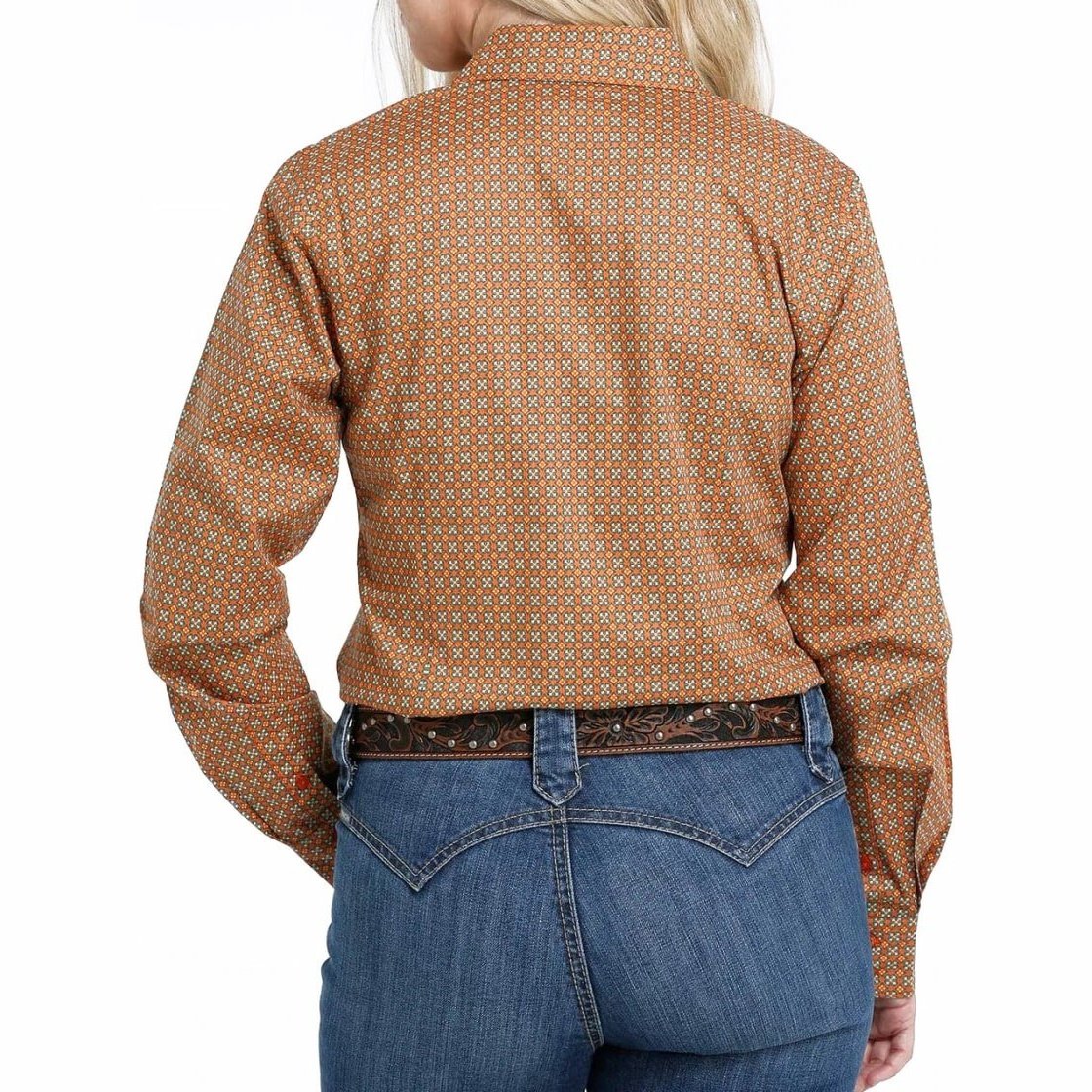 Cinch Women’s Western Button Up Shirt Orange Print MSW9164172 - Cinch