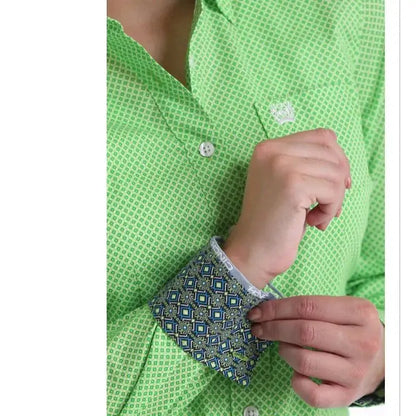 Cinch Women’s Green Geo Print Button Up MSW9164112 - Cinch