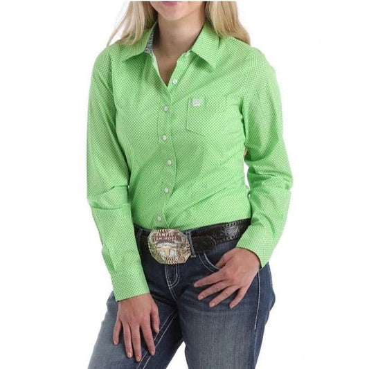 Cinch Women’s Western Shirt Button Up Green Geo Print MSW9164112 CLEARANCE