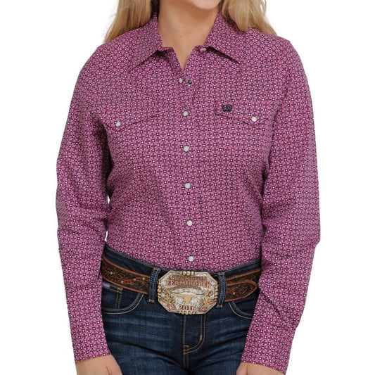 Cinch Women's Western Shirt Long Sleeve Pink/Navy MSW9201034