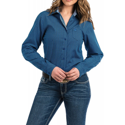 Cinch Women’s Western Shirt Royal Blue Print Button Up MSW9164097 ROY Clearance