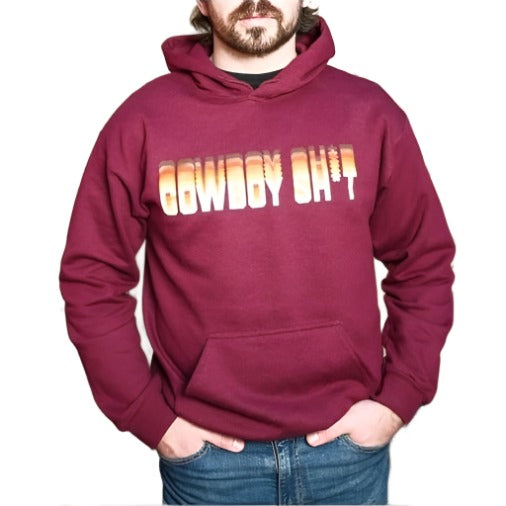 Cowboy Sh*t Unisex Hoodie Front Graphic Maroon - Cowboy Sh*t