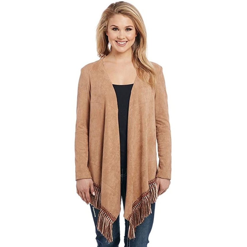 Cripple Creek Microsuede Button Front Jacket With Lace Cuff and Trim - Cripple Creek