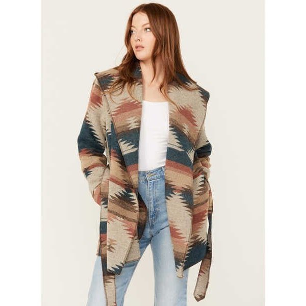 Cripple Creek Women's Navajo Print Tie Up Jacket CR15649 - Cripple Creek