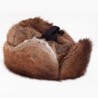 Crown Cap Unisex Hat Jockey Style Muskrat Fur 2-76202 - Crown Cap