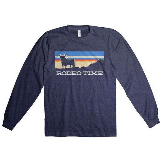 Dale Brisby Unisex T-Shirt Long Sleeve Rodeo Time Sunset Navy - Dale Brisby