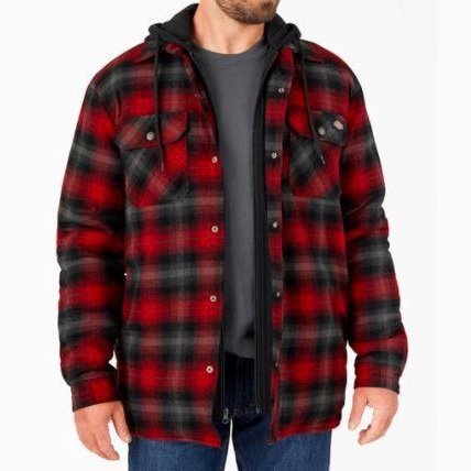Dickies Fleece Hooded Flannel Quilted Shirt Jacket - Dickies