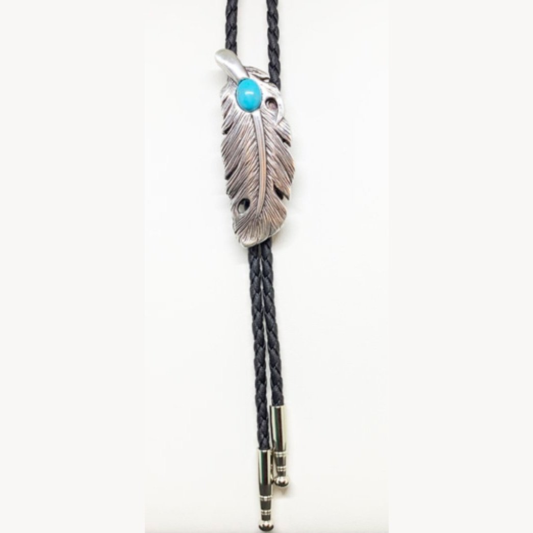 Double S Men's Bolo Turquoise Feather 22104 - Double S Collection