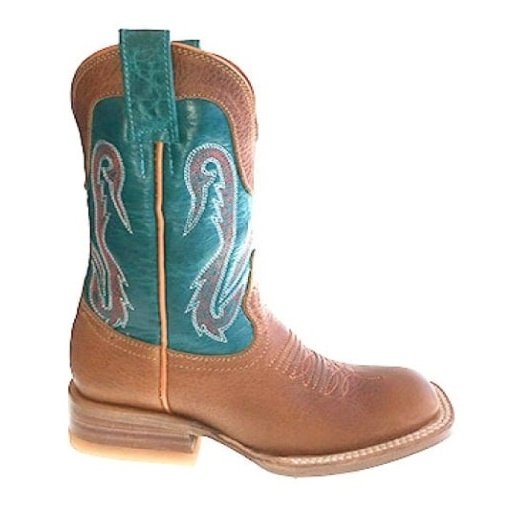 Hondo Kid’s Cowboy Boots Honey Oil Tan Blue Volcano 754