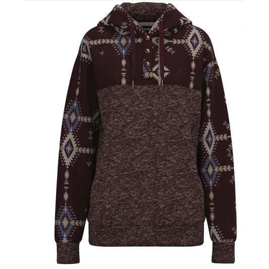 Hooey Women's Hoodie "Jimmy" Charcoal/ Maroon W/ Aztec HH1202CHMA