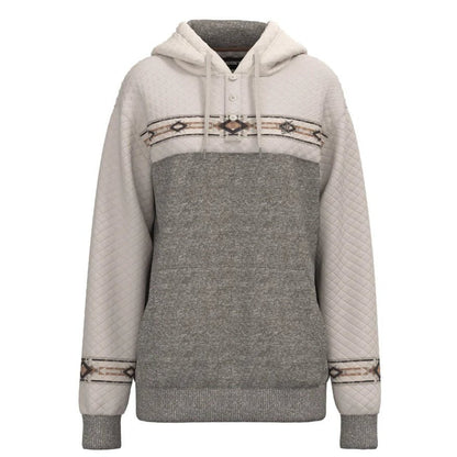 Hooey Ladies Jimmy" Grey/White W/ Quilted Pattern Hoody HH1202GYWH