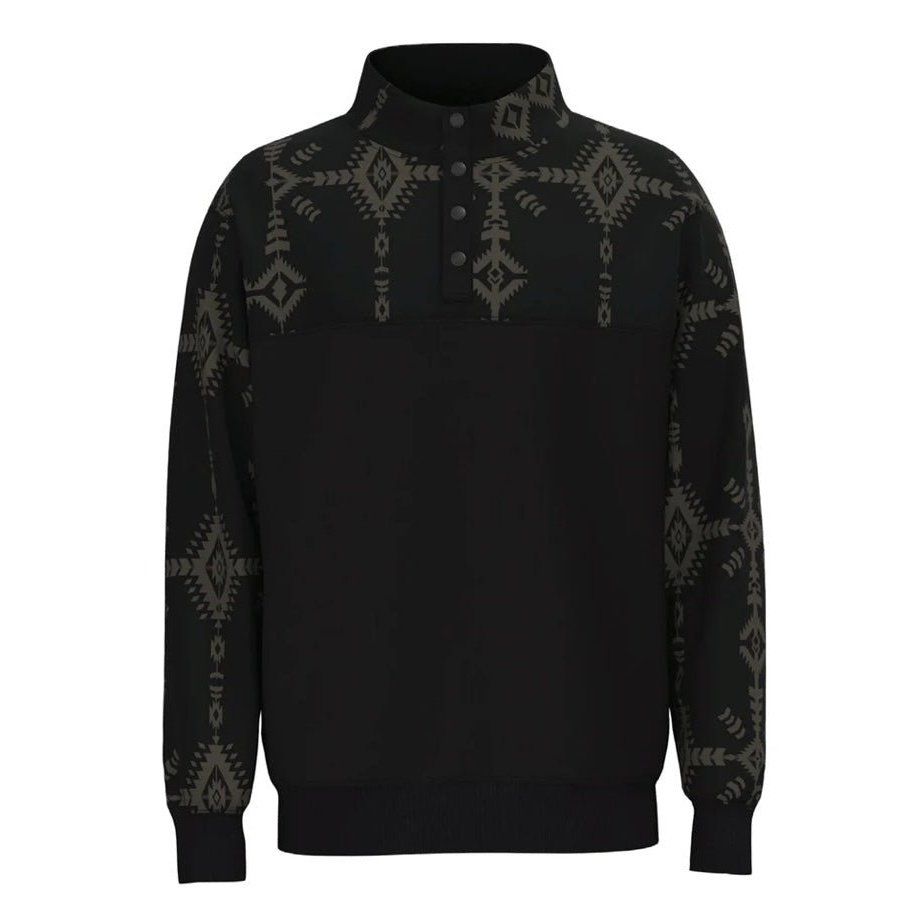 Hooey Mens Stevie” Black Grey Aztec Pullover Hh1195azbk Weis