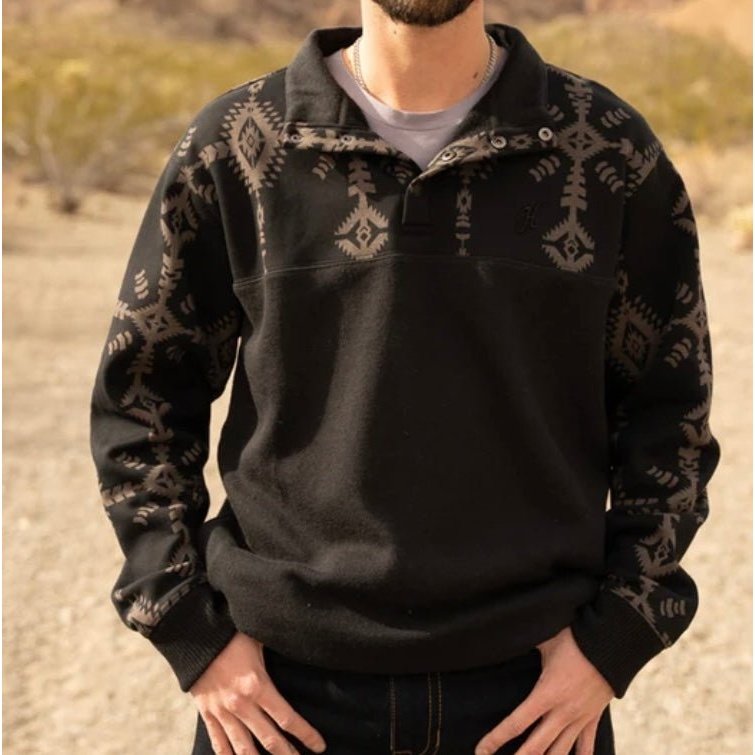 Hooey Mens Stevie” Black Grey Aztec Pullover Hh1195azbk Weis