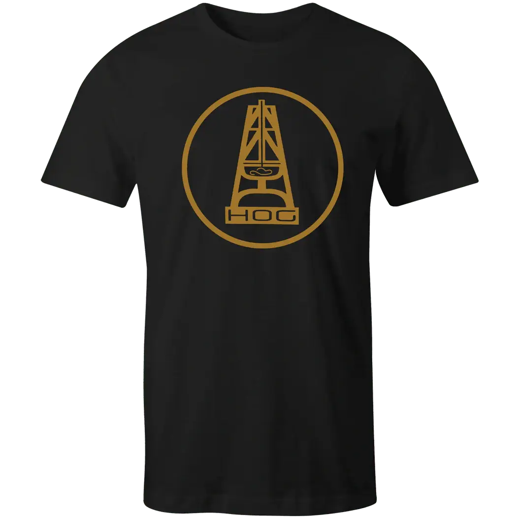 Hooey Men’s T-Shirt “Hog” Black With Mustard Oil Gear Logo OT1001BK