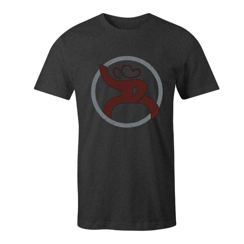 Hooey Men’s T-Shirt “Roughy 2.0” Charcoal With Grey & Maroon Logo RT1506CH