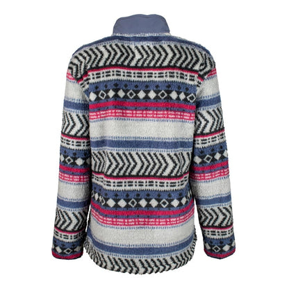 Hooey Women's Fleece Pull Over Blue Pattern with Denim Accents