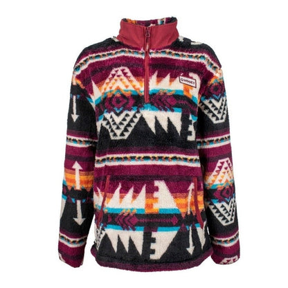 Hooey Women's Sweater Fleece Pull Over Aztec Pattern - Hooey