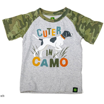 John Deere Boy’s Shirt Raglan Style with "Cuter in Camo" Graphic J3T316JC - John Deere