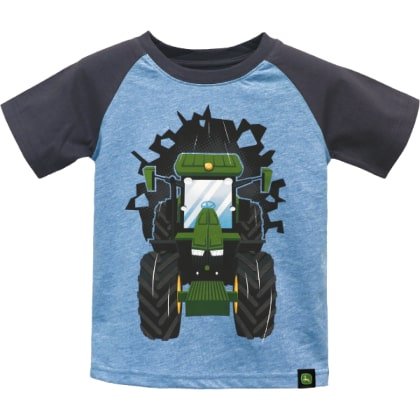 John Deere Boy’s Shirt Short Sleeve Raglan Tractor Wall Graphic J3T300BT - John Deere