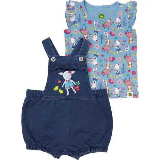 John Deere Infant Girl’s T-Shirt/ Overall Set Farm Friends J1S448BN - John Deere