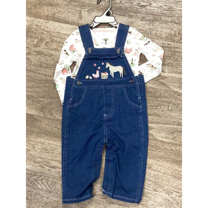 John Deere Infant & Toddler 2-Piece Overalls and Shirt Farm Friends Set J2S468BN