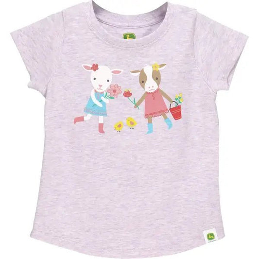 John Deere Toddler Girl’s T-Shirt Lamb/Cow Besties J1T451VT - John Deere