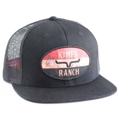 Kimes Ranch Cap American Standard Trucker Hat Flat Bill Charcoal - Kimes Ranch