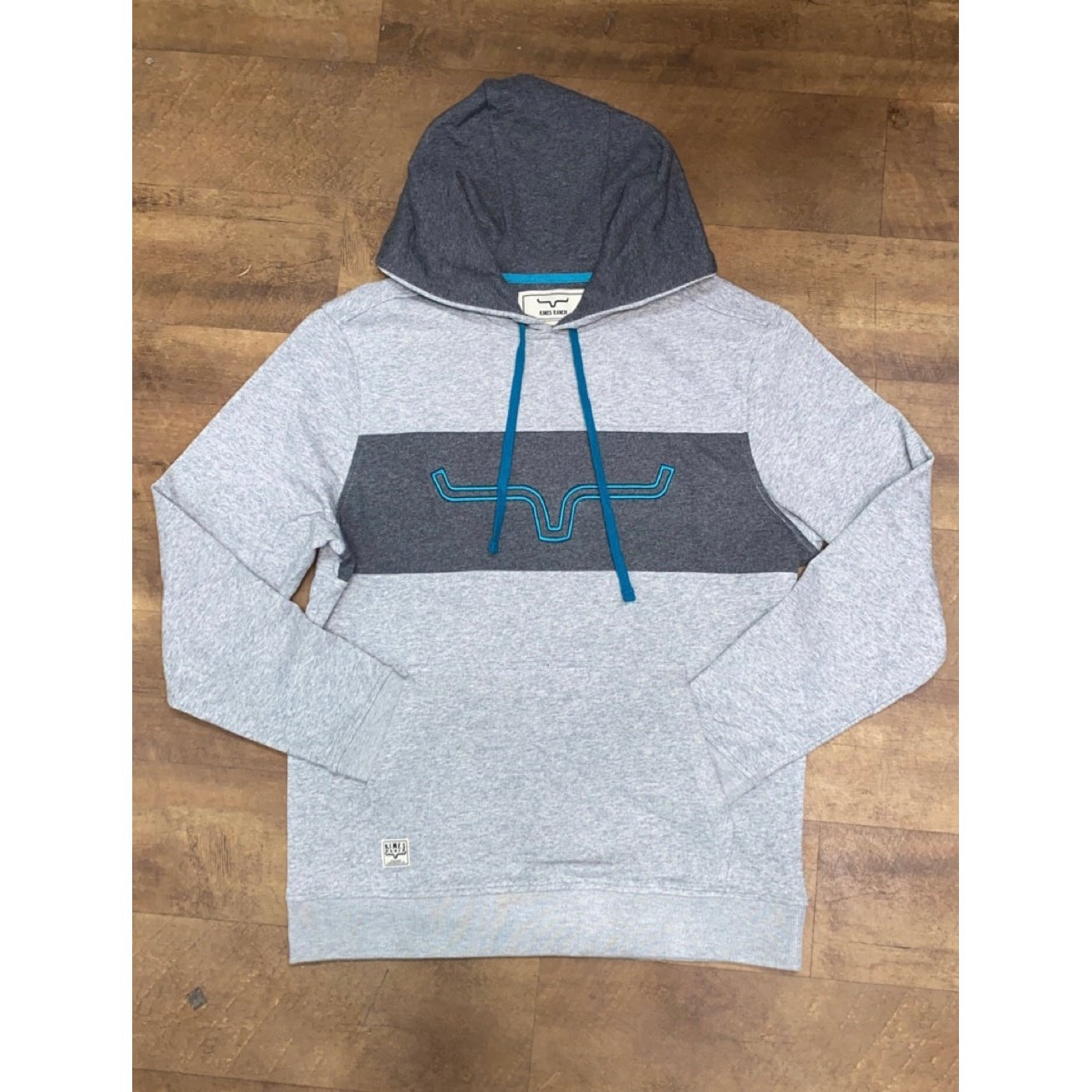 Kimes Ranch Unisex Hoodies Side Winder Grey/Teal Heather