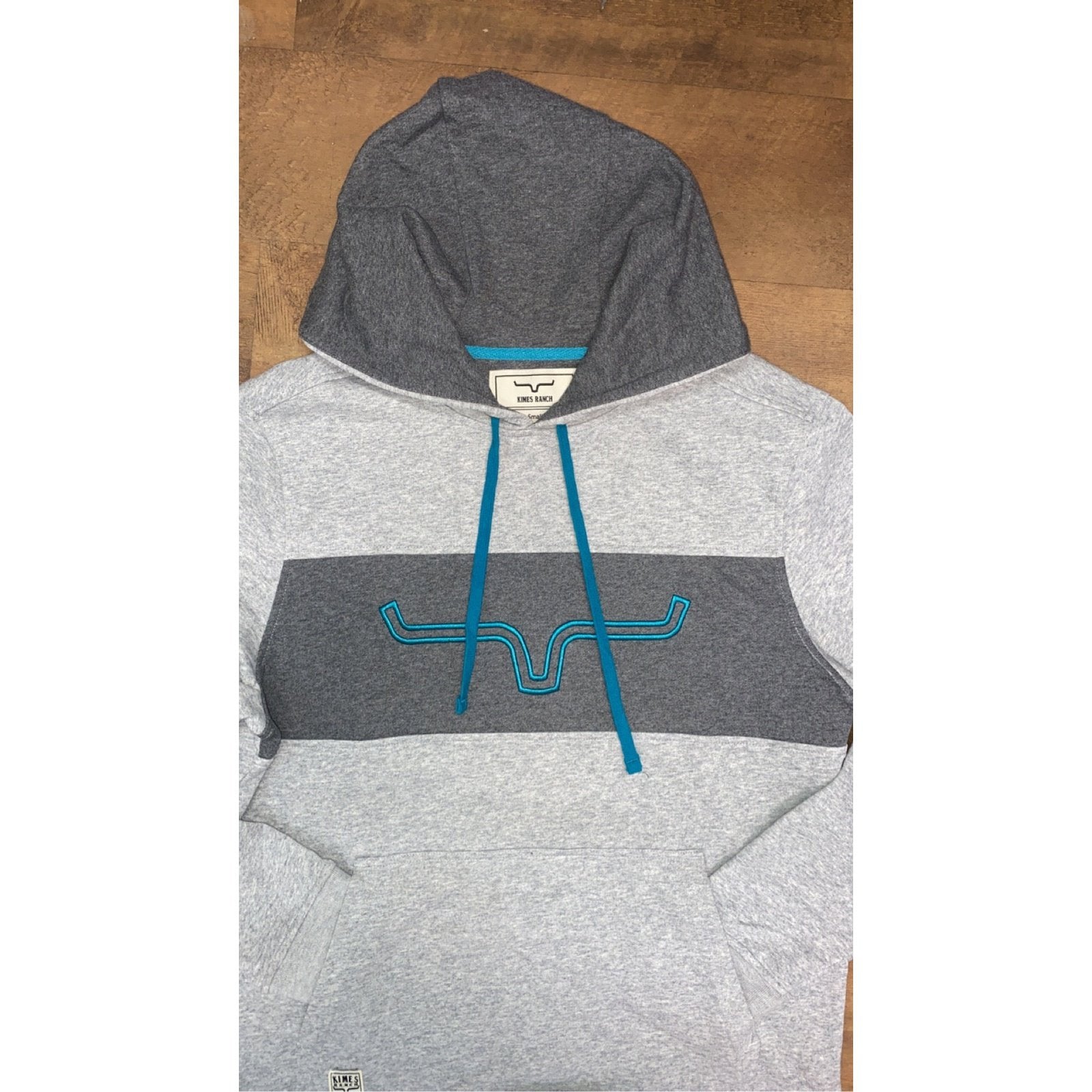 Kimes Ranch Unisex Hoodies Side Winder Grey/Teal Heather - Kimes Ranch