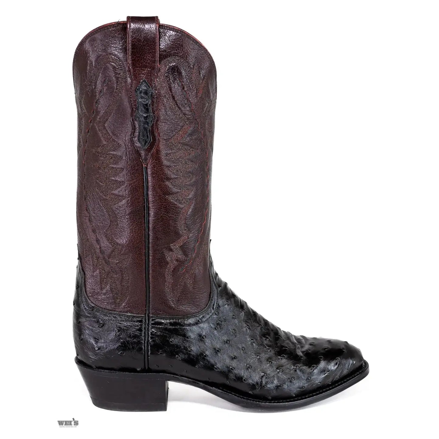Lucchese 2000 Men's Cowboy Boots 13" Ostrich Black/Brown T3115