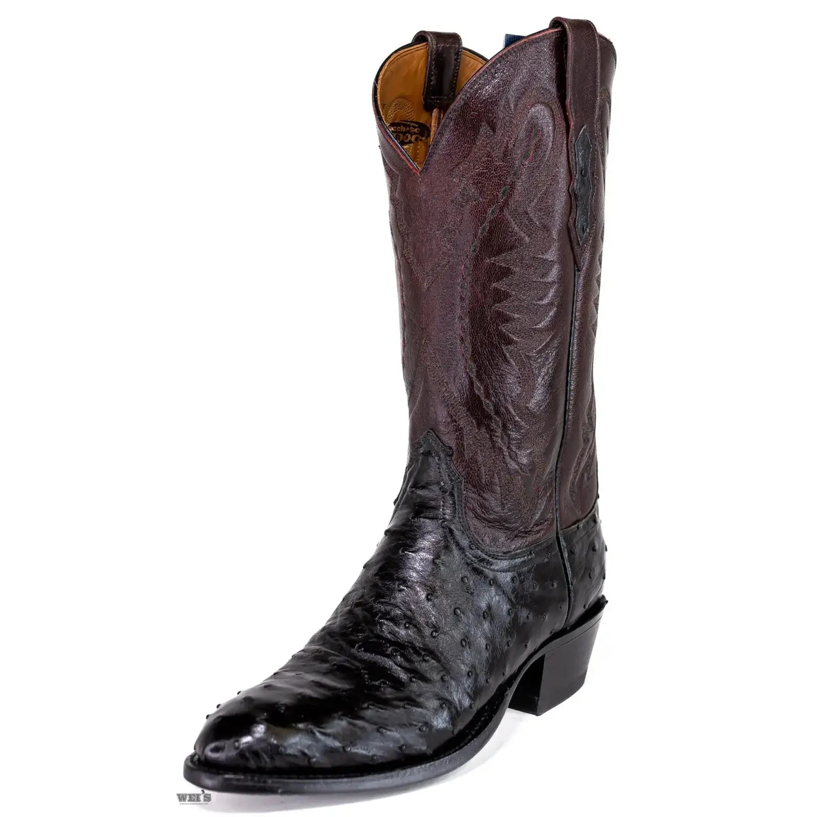 Lucchese 2000 Men's Cowboy Boots 13" Ostrich Black/Brown T3115