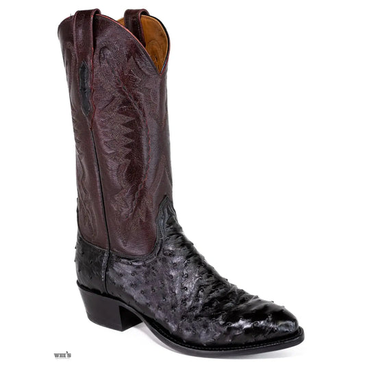 Lucchese 2000 Men's Cowboy Boots 13" Ostrich Black/Brown T3115