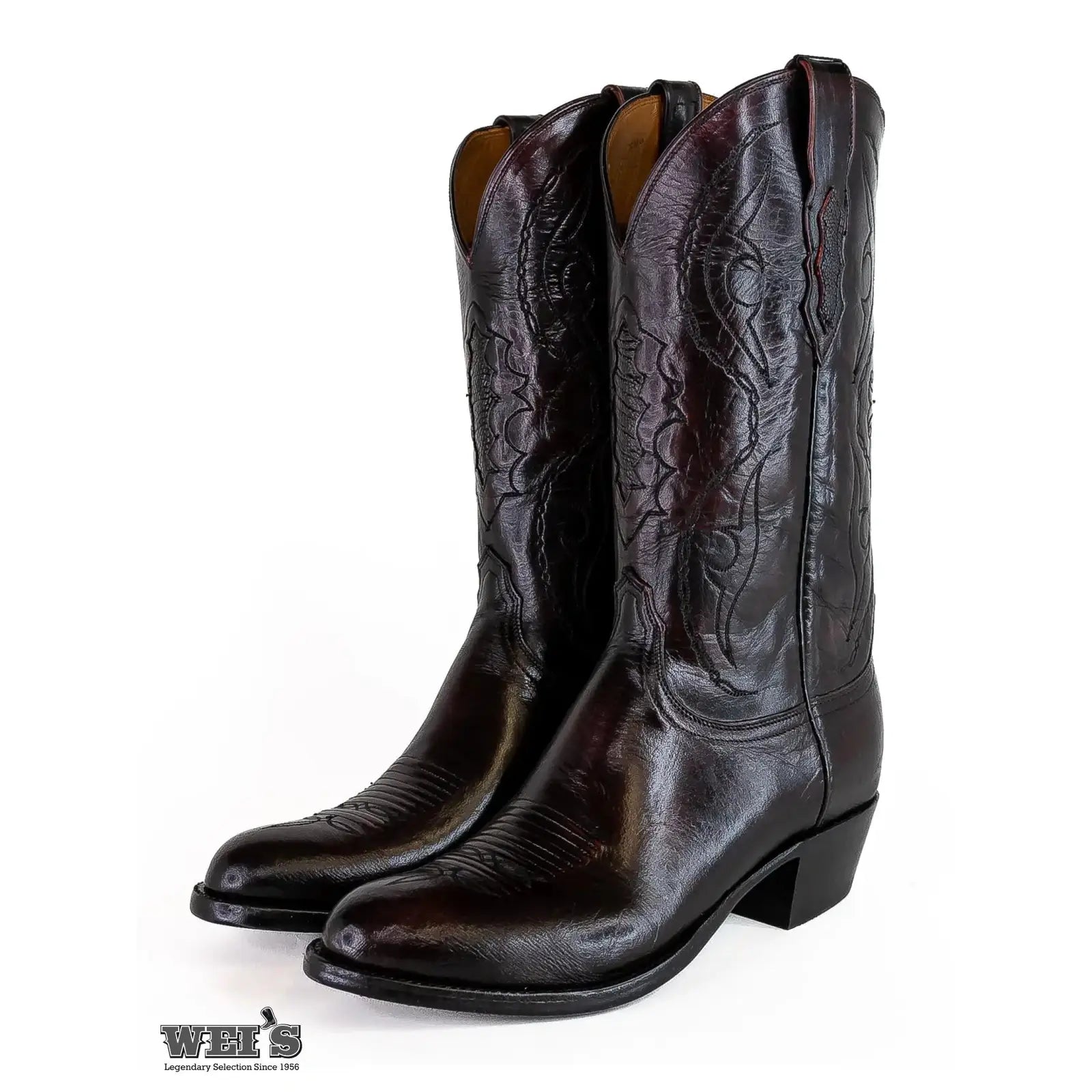 Lucchese 2000 Men s Cowboy Boots 14 Cowhide Black Cherry T3203