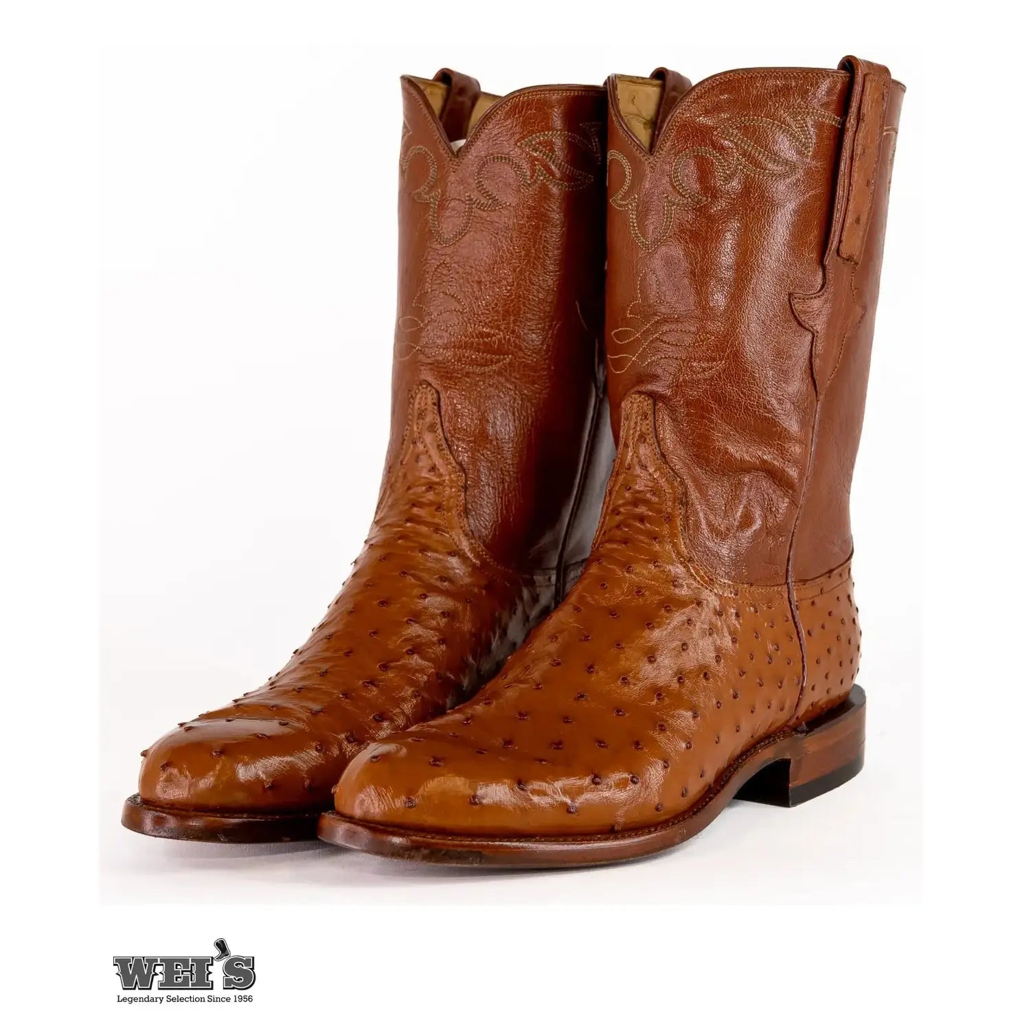 Lucchese Men s Cowboy Boots 12 Exotic Ostrich Goat Roper Style E2025. Wei s Western Wear