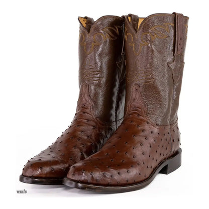 Lucchese Men's Cowboy Boots 12" Exotic Ostrich Roper Style E2024.RR
