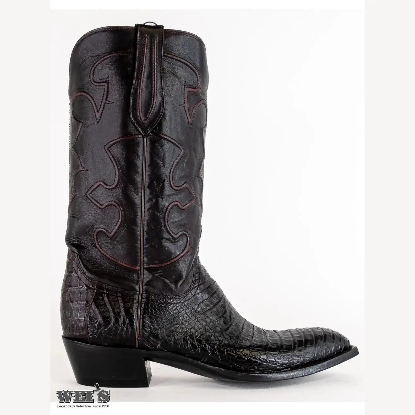 Lucchese Men s Cowboy Boots 13 Exotic Caiman Back Cherry M1637.14 Wei s Western Wear