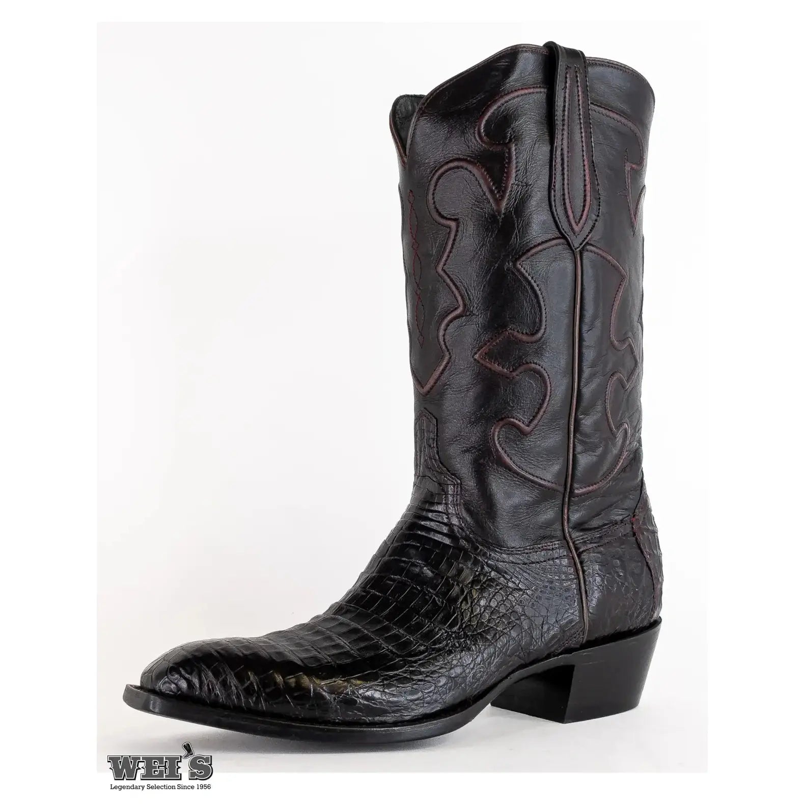 Lucchese Men's Cowboy Boots 13" Exotic Caiman Back Cherry M1637.14