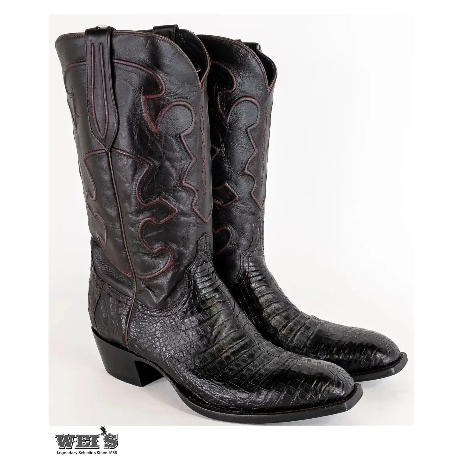 Lucchese Men s Cowboy Boots 13 Exotic Caiman Back Cherry M1637.14 Wei s Western Wear