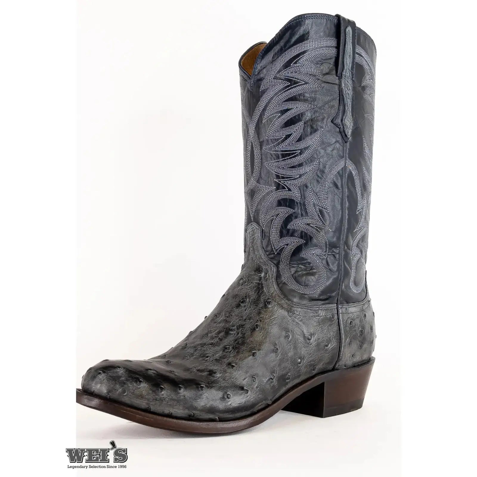 Lucchese Men s Cowboy Boots 14 Exotic Ostrich Grey Roper Toe N1195.R3 Wei s Western Wear