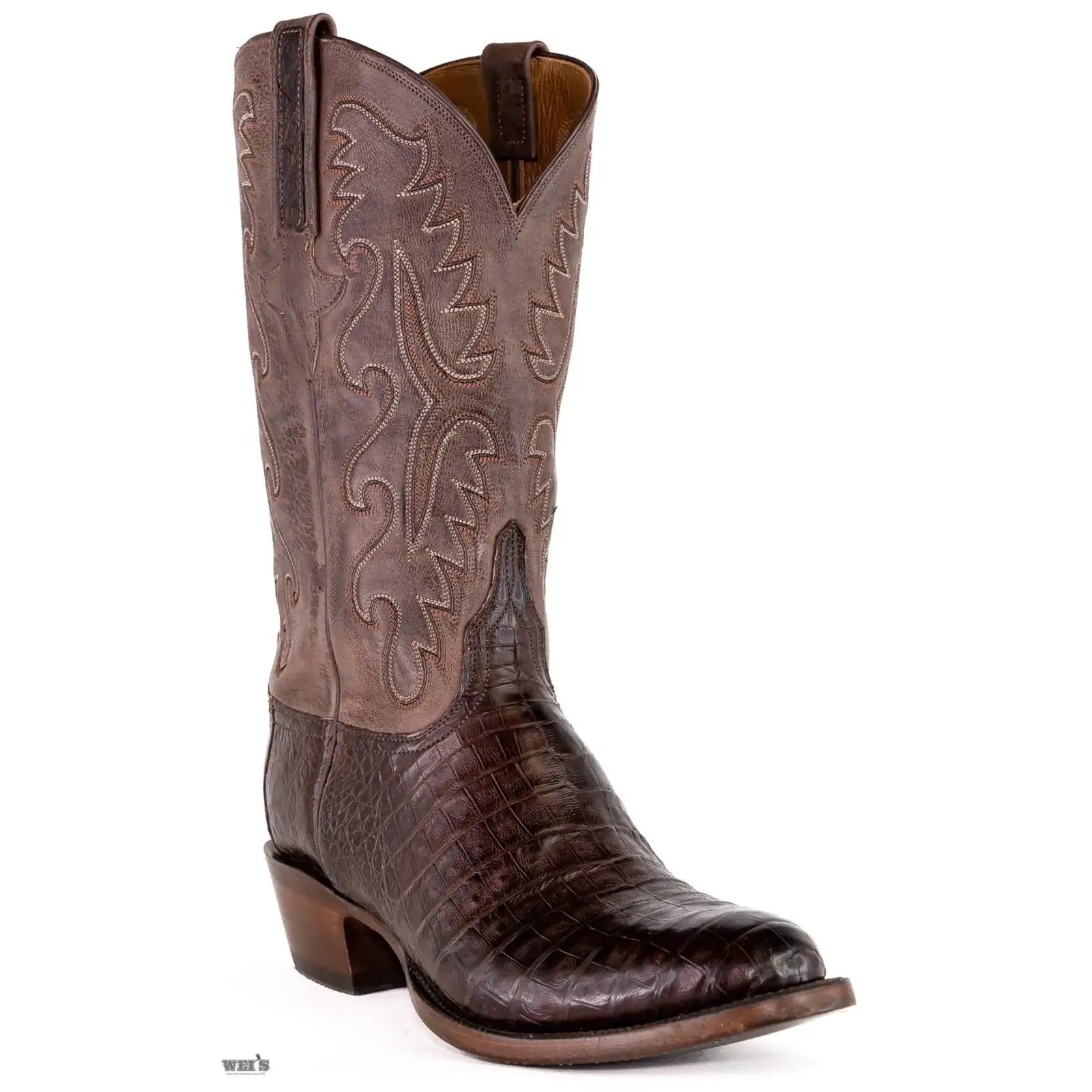Lucchese Men s Cowboy Boots Exotic Caiman Walking Heel Round Toe E215 Wei s Western Wear