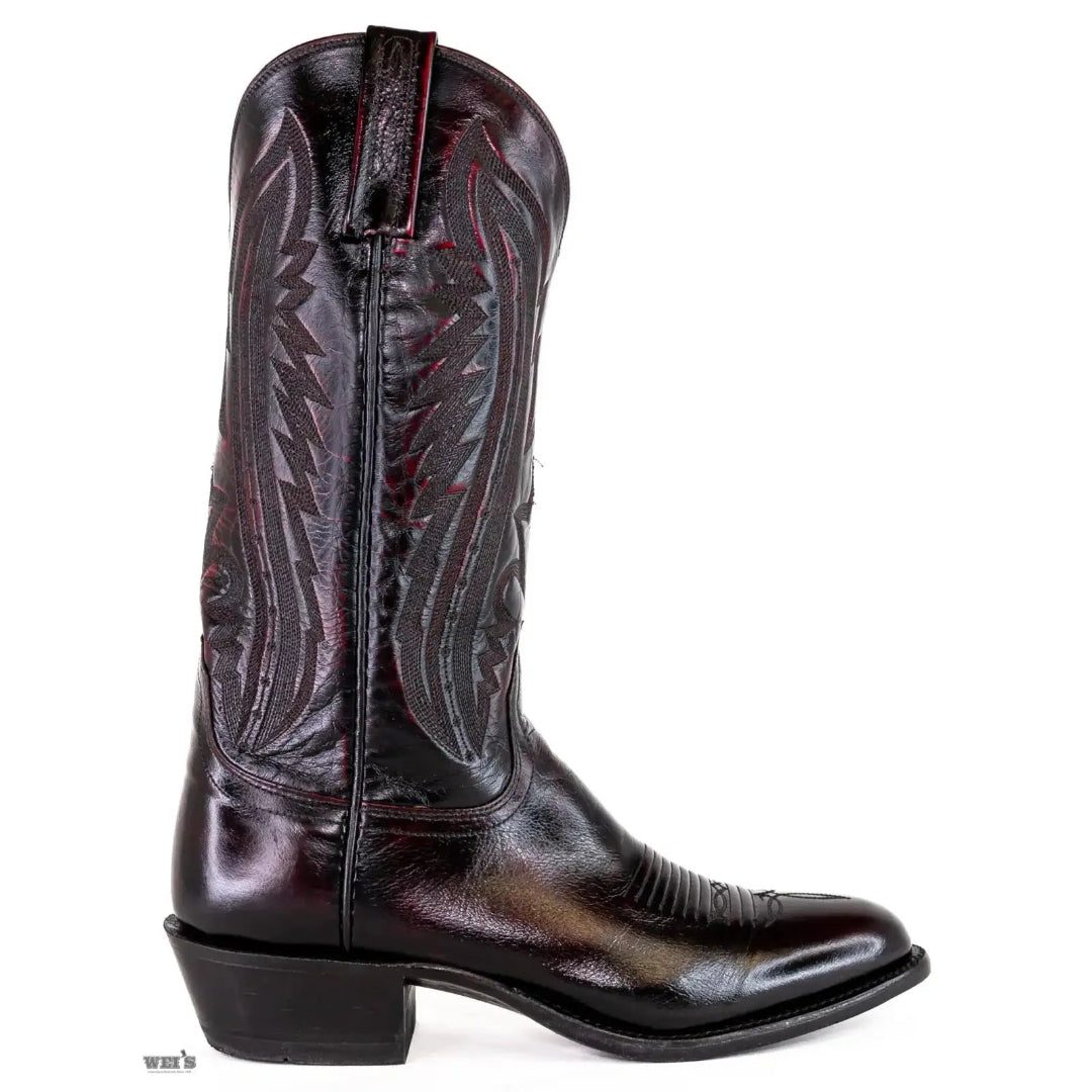 Lucchese 2000 exotic kangaroo leather cowboy boot in tan, three-quarter front view.