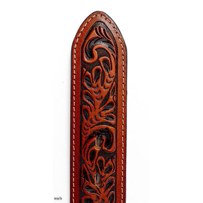 Men’s Belt Made By Ranger Belt Co. Hand Tooled Turquoise Inlay WB2704A - Ranger Belt Co.