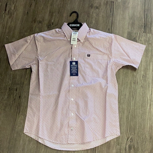 Men’s Cinch Short Sleeve Button Up Pink MTW1111439