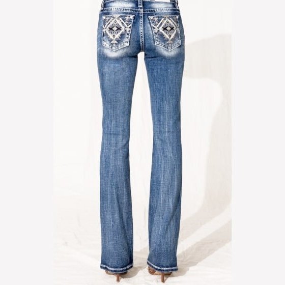 Miss Me Women’s Jeans Aztec Dimension Mid-Rise Bootcut Jean M3928B