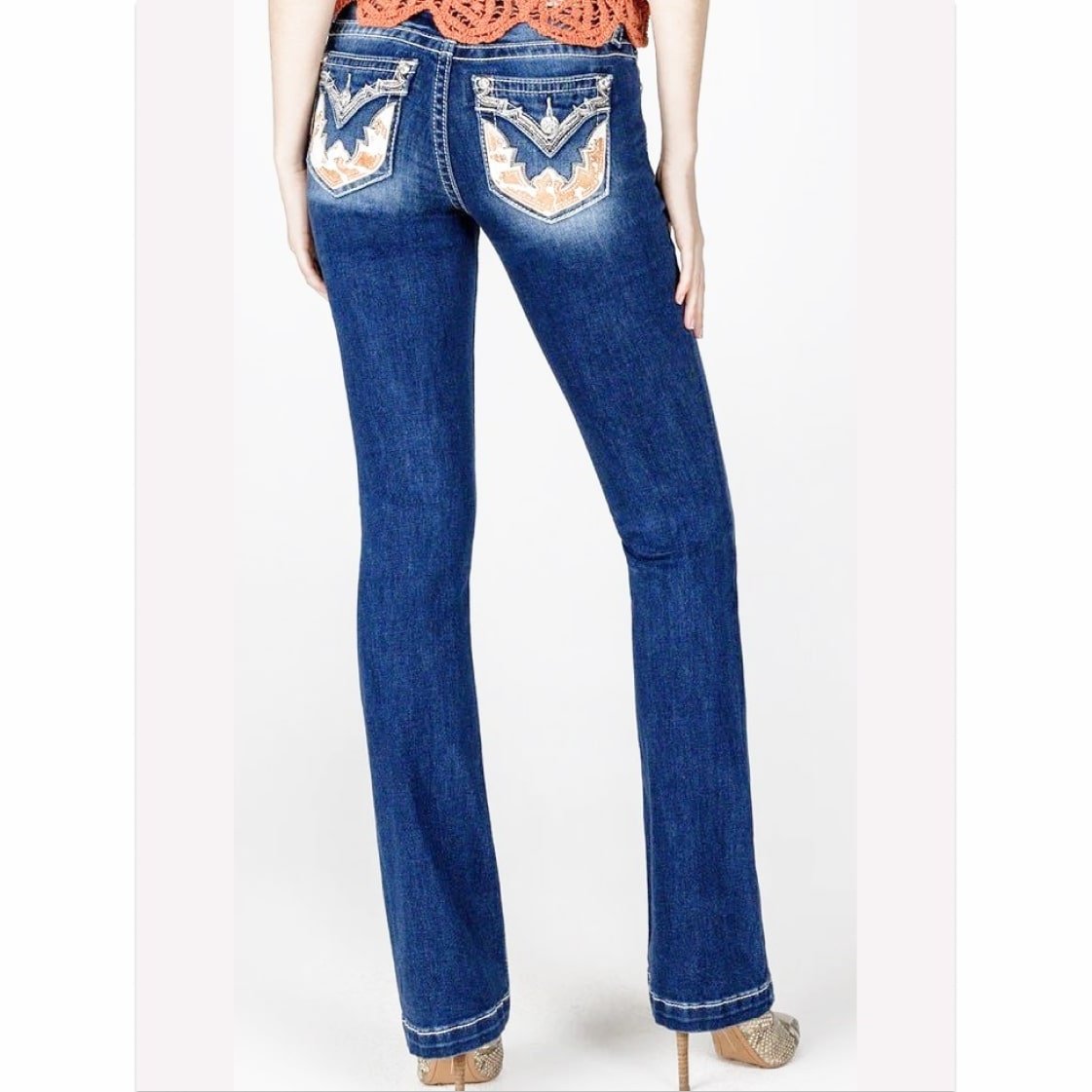 Miss Me Women's Jeans Mid-Rise Bootcut Cow Print – Wei's Western Wear