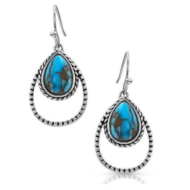 Montana Silversmiths Earrings - Double Rope Turquoise Teardrops